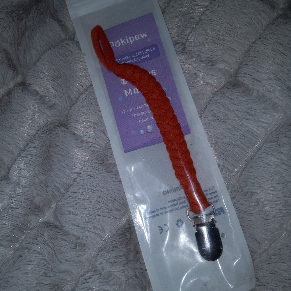 Baby girl boy infant pacifier clip rust color